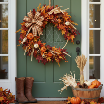 Artikel Boho metal dekorativ ring, sølv, Ø28 cm med naturlig raffia, sæt med 4 - hængende dekoration, vægdekoration