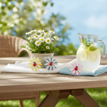 Artikel Scatter dekoration mariehøne blomst træfilt farve Ø4cm 48 stk