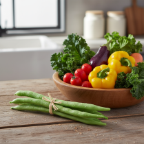 Artikel Dekorative bønner, kunstige grøntsager, grønne, ægte berøring, 17 cm, 6 stk.