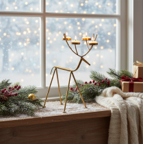 Artikel Fyrfadsstage metal hjorte dekorativ lysestage H44,5cm