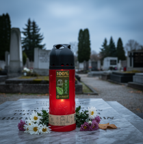 Artikel Gravlys rød vegetabilsk olie ICP lys til minde H24cm