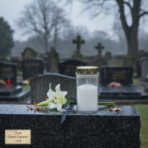 Artikel Gravlys, hvide og guld, Ø5,5 cm, H11,5 cm, 24 timer, 12 stk.