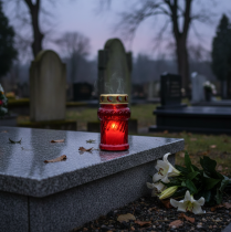 Artikel Gravlys til efterårsgravdekoration til Allehelgensdag og De dødes søndag, 13 cm, 8 stk.