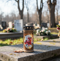 Artikel Gravlys brune gravlys blomster Ø7,5cm H16,5cm 6 stk