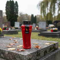 Artikel Gravlys Plast drejet Rød Ø11cm H25cm