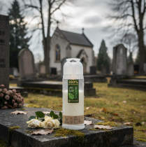 Artikel Hvidt gravlys, ugentlig brænder, ICP komposterbar, H24 cm