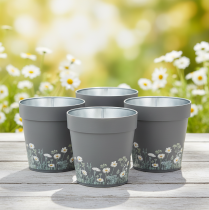 Artikel Urtepotte med blomstermønster til moderne hjem og sommerdekoration på balkonen, 13 cm, 4 stk.