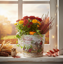 Artikel Rund metalplante/blomsterpotte Fresh Garden H21cm