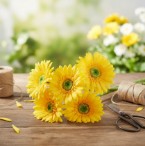 Artikel Kunstige Blomster Gerbera Solgul Haveblomst 47cm