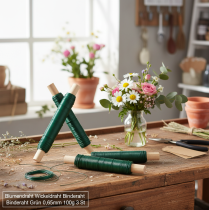 Artikel Blomstertrådsindpakning med trådbinding, grøn 0,65 mm 100 g 3 stk.