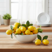 Artikel Dekorativ citrongren 16 cm, kunstige frugter 3 stk.