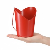 Artikel Metal plantekasse med hjertedekoration og håndtag Rød Ø12cm H15/9cm