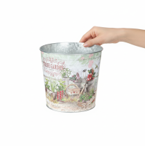 Artikel Små metalblomsterpotter, farvede, Fresh Garden, 16 cm høje, 2 stk.