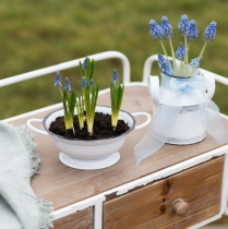 Artikel Dekorativ skål i metal, hvid/sort, Ø16,5 cm, H6,5 cm, 4 stk.