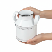 Artikel Dekorativ metalkande med håndtag, hvid og sort, 13 cm høj, 2 stk.