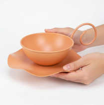 Artikel Dekorativ metalkop, orange, Ø11,5 cm, H6 cm, med underkop, 2 stk.