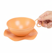 Artikel Dekorativ kop Ø16cm H9cm med metalplade, orange, 2 stk.