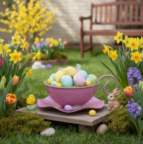 Artikel Metalkrus Ø16cm H9cm Dekorativt krus med underkop Pink 2 stk.