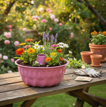 Artikel Metal dekorativ skål, bageform, Bundt kageform, pink, Ø23 cm, H12 cm