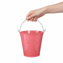 Artikel Dekorativ lyserød metalspand til urtepotte 26x22,5x23cm 6l