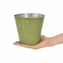 Artikel Metal urtepotte, plantekasse, stjerner, grøn og sølv, Ø16 cm