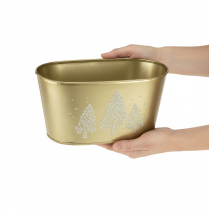 Artikel Dekorativ oval skål, juletræsformet plantekasse, guld, 24×13×12,5 cm