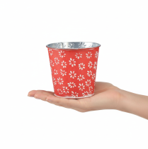 Artikel Rød og hvid mini urtepotte, blomsterdesign, metal, Ø10,5 cm H10,5 cm