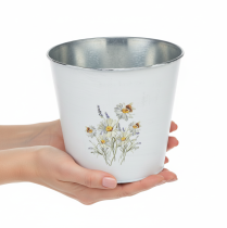Artikel Hvid metalplantekasse, urtepotte, Ø16 cm H14,5 cm