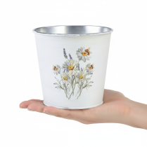 Artikel Metal urtepotte, plantekasse, hvid, 12,5 cm høj, 11,5 cm høj
