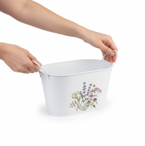 Artikel Metal blomsterskål, plantekasse, cachepot, 27×16×15,5 cm