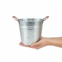 Artikel Metal urtepotte med håndtag, dekorativ spand, Ø21 cm H19,5 cm