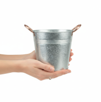 Artikel Metal urtepotte med håndtag, dekorativ spand, Ø16 cm H15 cm