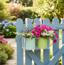 Artikel Hængende metalblomsterpotte, grøn, balkondekoration, L22 cm H23,5 cm