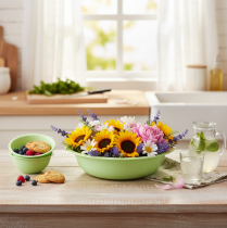 Artikel Dekorativ metalskål med emaljelook, grøn limegrøn, 25 cm