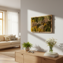 Artikel Mosbillede, ægte konserveret mos og kviste, naturligt, 60×40 cm