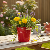 Artikel Dekorativ metalspand/plantekrukke, rød, Ø22 cm, H21,5 cm, 6 l