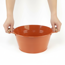 Artikel Dekorativ skål med hanke, metal, orangebrun, Ø29 cm, H14,5 cm