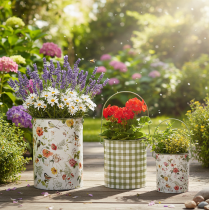 Artikel Vintage dekorative metalplantepotter, Ø18/15/12 cm, sæt med 3