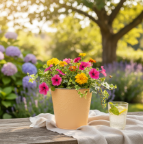 Artikel Metalplantekasse, pastel orange, Ø13,5 cm H12,5 cm