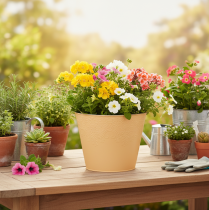 Artikel Metalplantekasse, pastel orange, Ø20 cm H16 cm