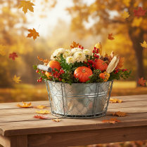 Artikel Plantekurv med indsats, trådkurv, plantekasse, forårssølv, hvidkalket, shabby chic, Ø22 cm H17,5 cm