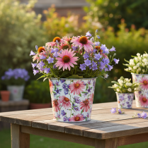 Artikel Urtepotte, forårsdekoration, plantekasse, metal, Ø12 cm, H10,5 cm