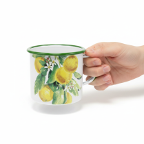 Artikel Emaljepotte, dekorativ potte med citrongren, middelhavsstil plantekasse Ø9,5 cm H10 cm