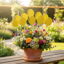 Artikel Blomsterprop buket dekoration kage topper ballon gul 28cm 8 stk