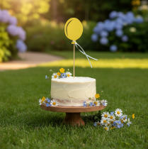 Artikel Blomsterprop buket dekoration kage topper ballon gul 28cm 8 stk