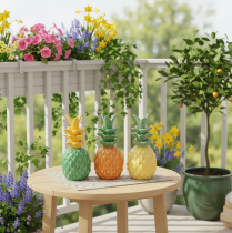 Artikel Dekorativ ananas keramik, farverig keramikdekoration, assorteret, 17 cm, 3 stk.