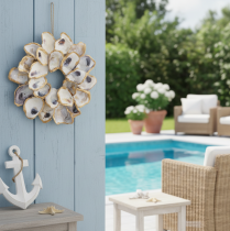 Artikel Østerskransdekoration, maritim boligtilbehør, naturlig vægdekoration, 12 cm