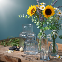 Artikel Blomstervaser glasriller design blå Ø11cm H14,5cm 2 stk.