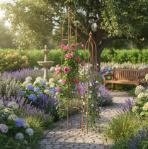 Artikel Espalier metal obelisk i rustlook 69/86 cm sæt med 2