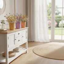Artikel Rund pastelfarvet urtepotte med blomstermotiv til stueplanter, 12 cm, 3 stk.